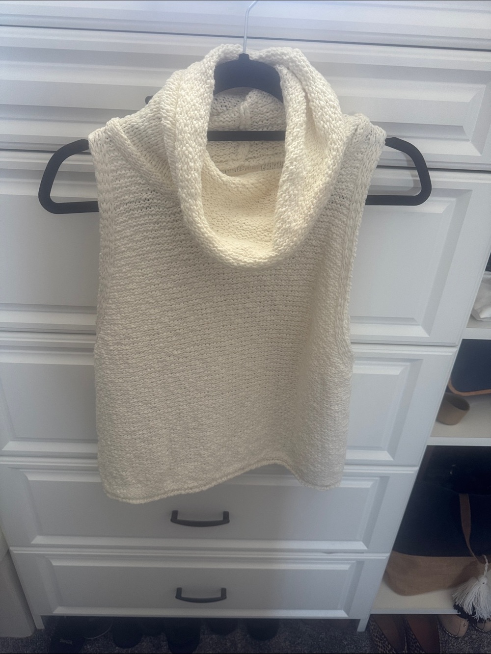 By Together Cream Sleeveless Cowl Neck Sweater